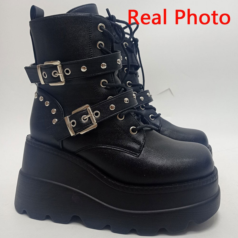 KarinLuna Dropship Platform Wedges Sieviešu puszābaki 2022. gada rudens ziemas gotikas ielu ērta mode, forši sieviešu apavi zābaki