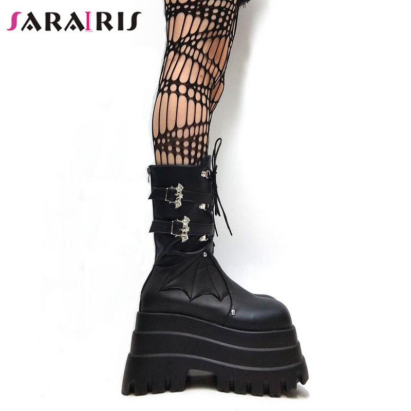 Φθινοπωρινά γοτθικά παπούτσια για γυναίκες 2022 Χειμερινά ψηλοτάκουνα παπούτσια Πλατφόρμας Γυναικείες μπότες Designer Punk Street Halloween Γυναικεία παπούτσια