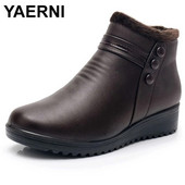 YAERNI Nove ženske cipele Ženske ravne gležnjače starije osobe Velike veličine Tople čizme za snijeg Majke Pamučne cipele Crno smeđe
