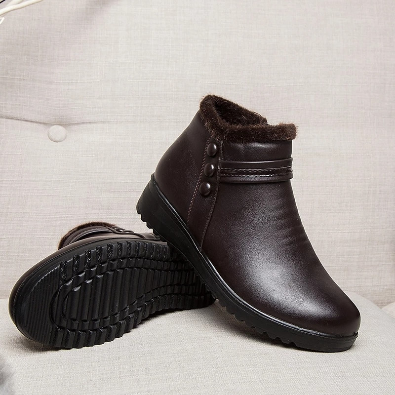 YAERNI Nove ženske cipele Ženske ravne gležnjače starije osobe Velike veličine Tople čizme za snijeg Majke Pamučne cipele Crno smeđe