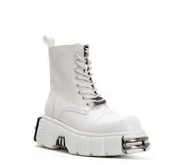 Γυναικείες μπότες αθλητικών παπουτσιών σε μαύρο πανκ στυλ Πλατφόρμα με στρογγυλά δάχτυλα Μποτάκι με κορδόνια Cool μεταλλικές δερμάτινες μπότες για κορίτσια 2022 Νέο