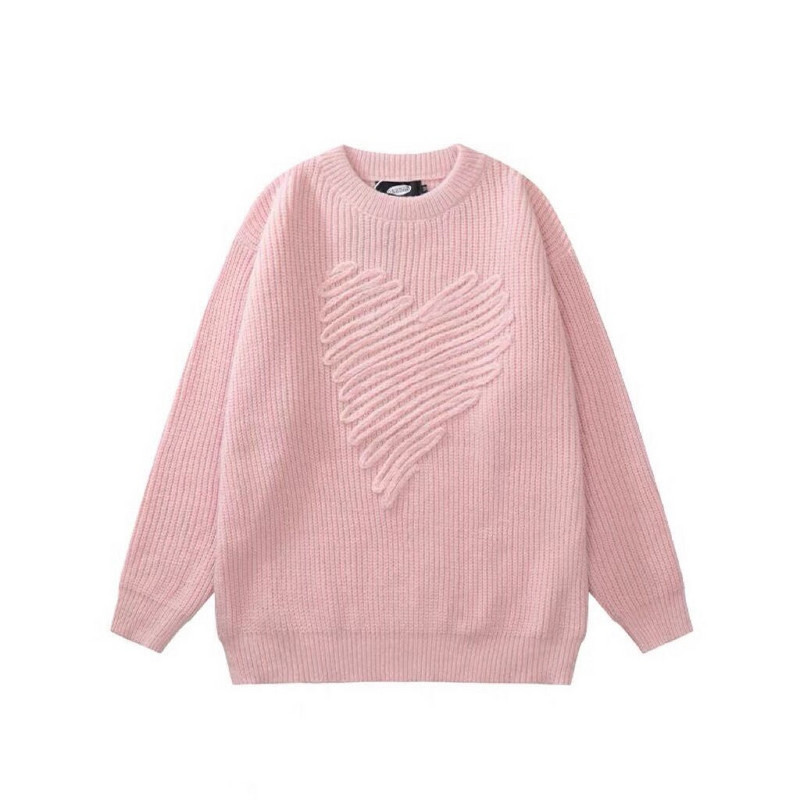 Japanski mekani ljepljivi pulover s ljubavnim vezom Ženska vanjska odjeća Labava pletena ulična odjeća za par Y2K puloveri