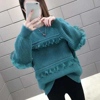 Δαντέλα με στρογγυλή λαιμόκοψη Φαρδύ πουλόβερ Γυναικείο Πλεκτό Πλεκτό Αθλητικά Ενδύματα Ευέλικτο Ξένο Στυλ Λεπτό φθινόπωρο και χειμώνα χονδρική