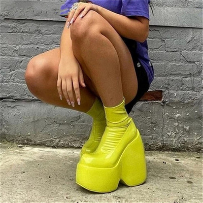 Ženske čizme s platformom Elastična super visoka peta Botas Femininas Debeli donji dio Ženske ulične cipele Ženske gležnjače