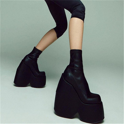 Ženske čizme s platformom Elastična super visoka peta Botas Femininas Debeli donji dio Ženske ulične cipele Ženske gležnjače