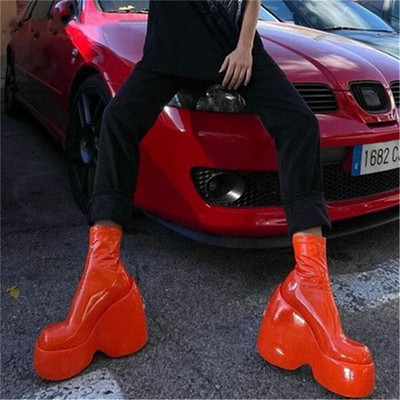 Ženske čizme s platformom Elastična super visoka peta Botas Femininas Debeli donji dio Ženske ulične cipele Ženske gležnjače