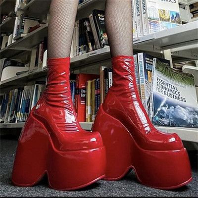 Ženske čizme s platformom Elastična super visoka peta Botas Femininas Debeli donji dio Ženske ulične cipele Ženske gležnjače