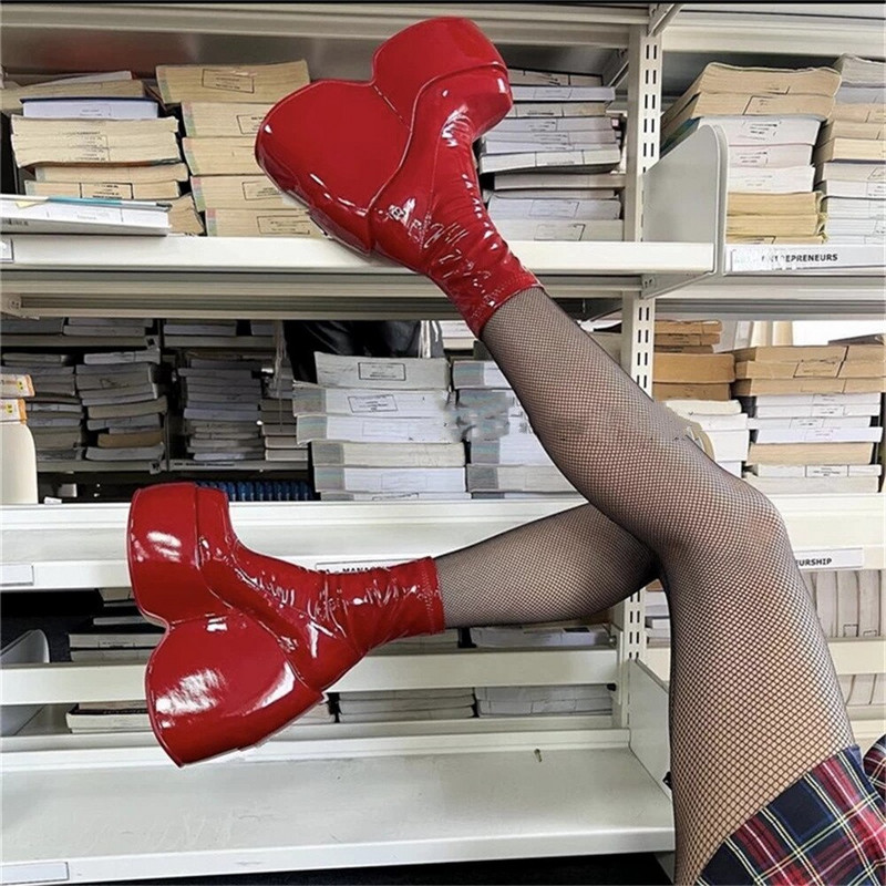 Ženske čizme s platformom Elastična super visoka peta Botas Femininas Debeli donji dio Ženske ulične cipele Ženske gležnjače