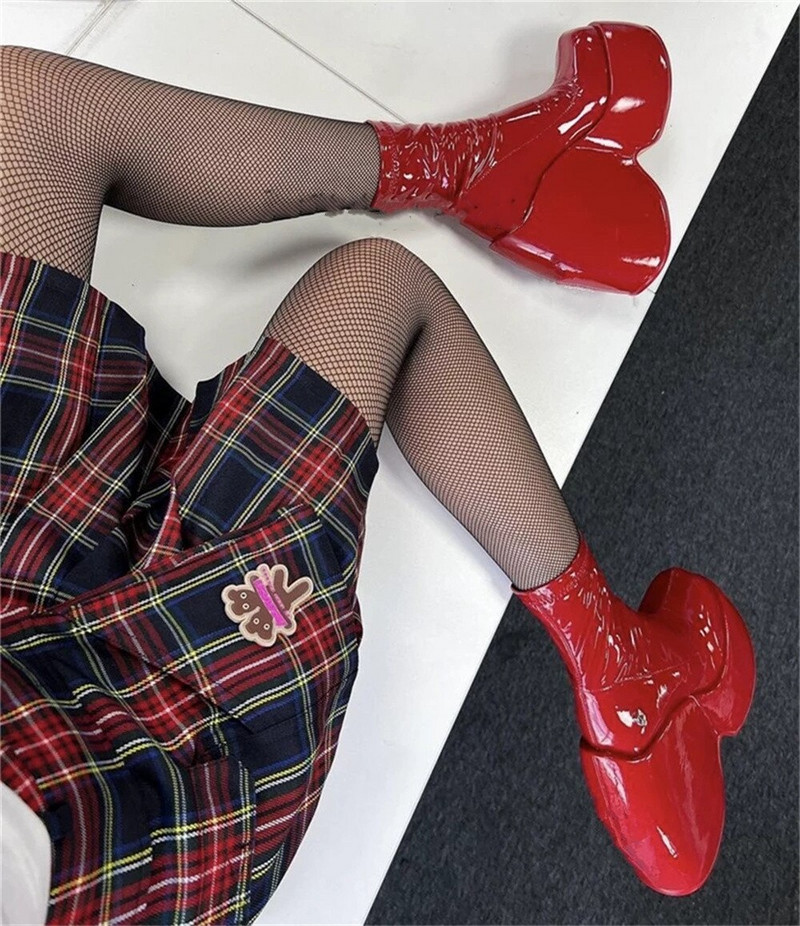 Ženske čizme s platformom Elastična super visoka peta Botas Femininas Debeli donji dio Ženske ulične cipele Ženske gležnjače