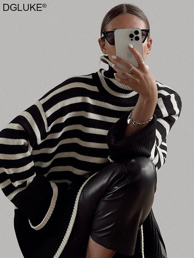 Sieviešu džemperis ar bruņurupuci ar garām piedurknēm retro lielizmēra džemperis sieviešu 2022. gada ziemas trikotāžas džemperis, ielas apģērbs