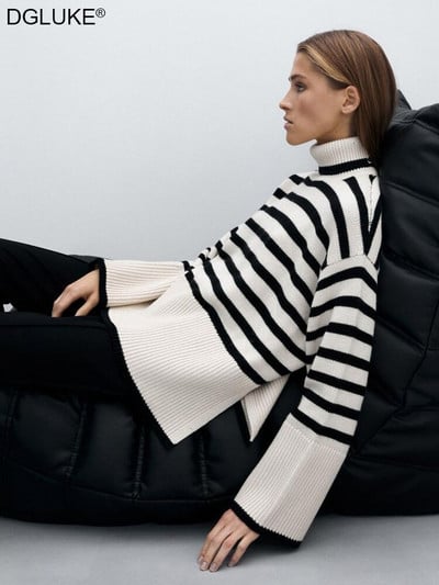 Sieviešu džemperis ar bruņurupuci ar garām piedurknēm retro lielizmēra džemperis sieviešu 2022. gada ziemas trikotāžas džemperis, ielas apģērbs