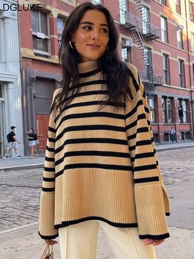 Sieviešu džemperis ar bruņurupuci ar garām piedurknēm retro lielizmēra džemperis sieviešu 2022. gada ziemas trikotāžas džemperis, ielas apģērbs