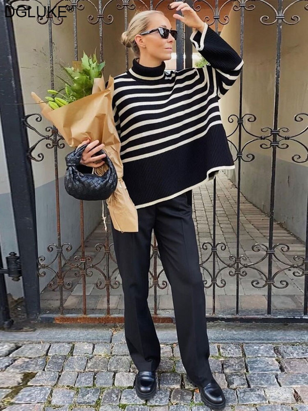 Sieviešu džemperis ar bruņurupuci ar garām piedurknēm retro lielizmēra džemperis sieviešu 2022. gada ziemas trikotāžas džemperis, ielas apģērbs