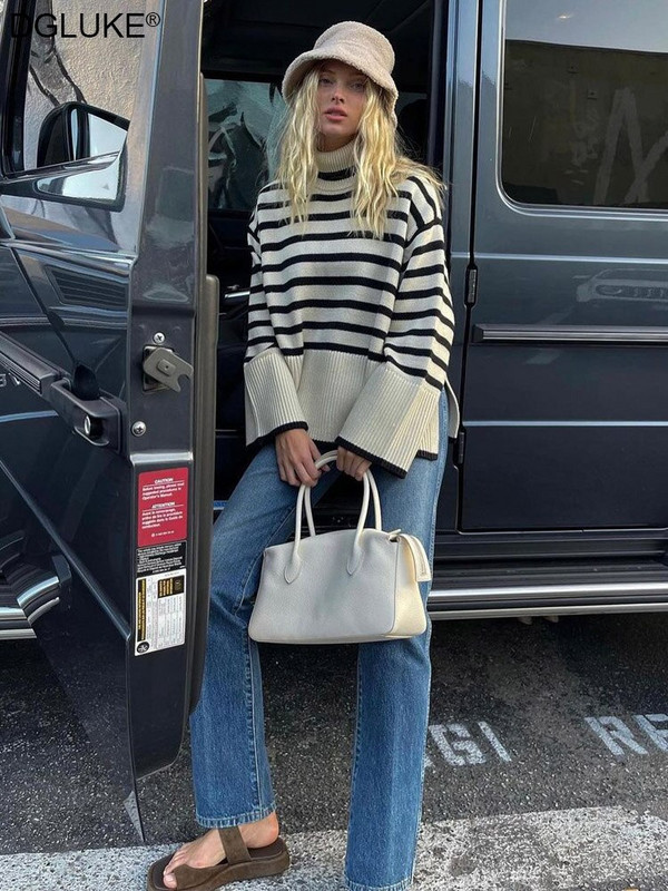 Sieviešu džemperis ar bruņurupuci ar garām piedurknēm retro lielizmēra džemperis sieviešu 2022. gada ziemas trikotāžas džemperis, ielas apģērbs