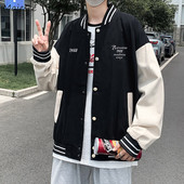 Ανδρικό παλτό με μονό στήθος Preppy Style Student BF Patchwork Εξωτερικά ρούχα μπέιζμπολ Πολυλειτουργική βάση γιακάς Top Plus Size