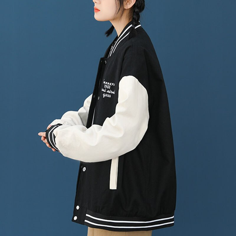 Ανδρικό παλτό με μονό στήθος Preppy Style Student BF Patchwork Εξωτερικά ρούχα μπέιζμπολ Πολυλειτουργική βάση γιακάς Top Plus Size