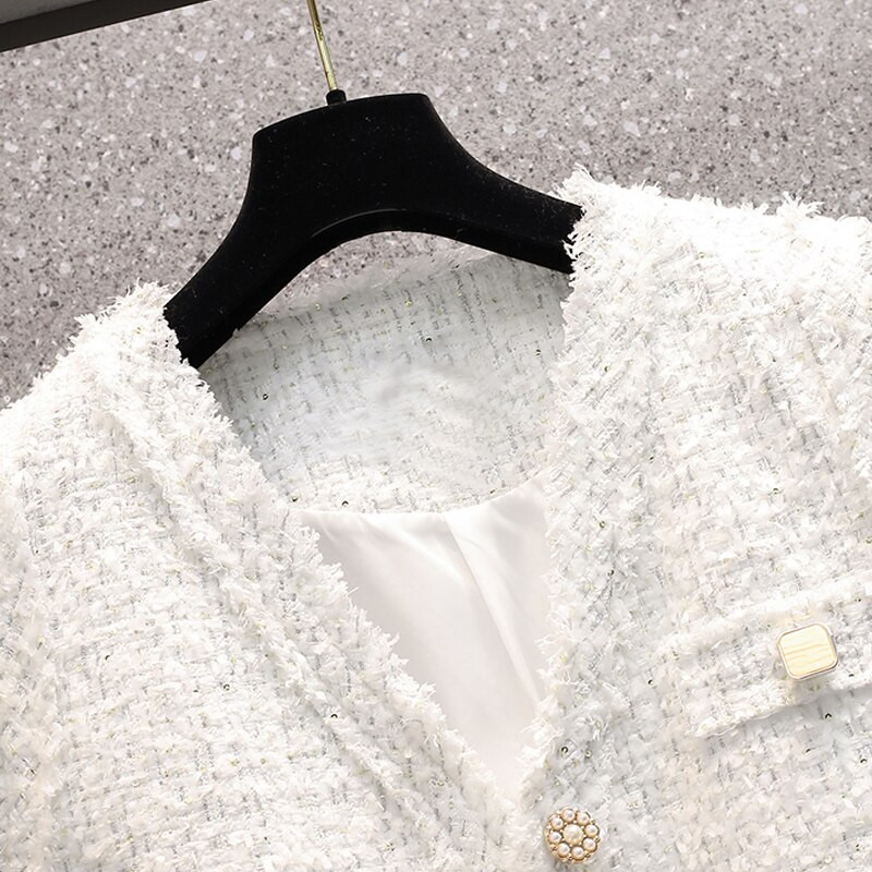 Korejski ženski karirani prsluk od tvida proljeće jesen ženski elegantni kaput s džepnim gumbima crno-bijeli gornji dio bez rukava ženska gornja odjeća s V-izrezom