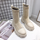 Melni zeķu zābaki sievietēm 2020. gada jauni panku gotikas apavi Puszābaki Platformas apavi sievietēm, balti zeķu zābaki