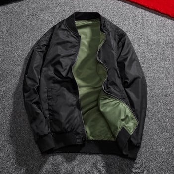 Ανδρικό μπουφάν Bomber Slim Ανδρικά ρούχα Casual Windbreaker Ανδρικό μπουφάν Pilot με μπαλώματα Πράσινο λεπτό ανδρικό παλτό Πανωφόρι ρούχα, ZA267