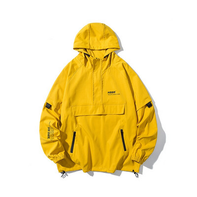 Streetwear Ανοιξιάτικο μπουφάν ανδρικό μπουφάν 2022 Κορδέλες με κουκούλα Ανδρικό παλτό με τζάκετ Casual Αντρική τσέπες με τσέπες