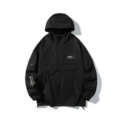 Streetwear Ανοιξιάτικο μπουφάν ανδρικό μπουφάν 2022 Κορδέλες με κουκούλα Ανδρικό παλτό με τζάκετ Casual Αντρική τσέπες με τσέπες