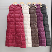 Γυναικείο Αμάνικο Γιλέκο 2022 Νέο Φθινοπωρινό Χειμώνα Εξαιρετικά Ανοιχτό Λευκό Γιλέκο Πουπουλένιο Παλτό Γυναικείο Μπουφάν Parkas με μακριά κουκούλα