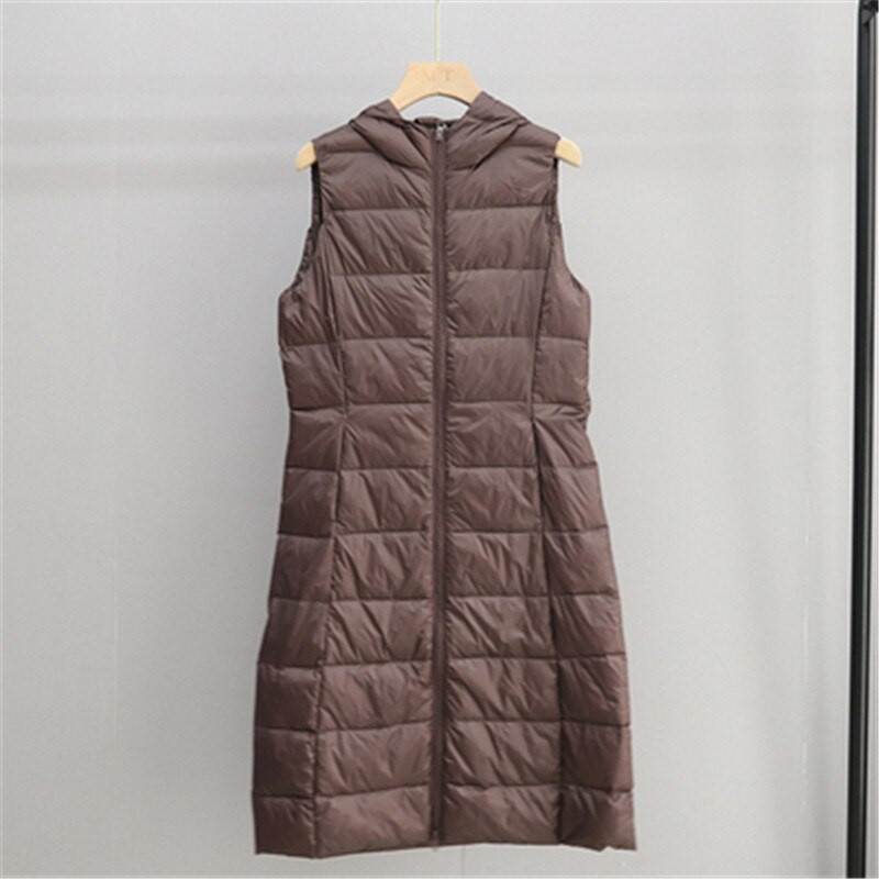 Γυναικείο Αμάνικο Γιλέκο 2022 Νέο Φθινοπωρινό Χειμώνα Εξαιρετικά Ανοιχτό Λευκό Γιλέκο Πουπουλένιο Παλτό Γυναικείο Μπουφάν Parkas με μακριά κουκούλα