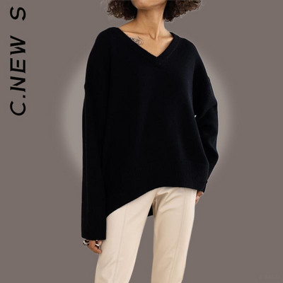 C.New SV Neck Fashion Sieviešu džemperis Trikotāžas šiki siltie džemperi Sieviešu vintage džemperis Sieviešu džemperis 2022. g. vienkārši sieviešu topi