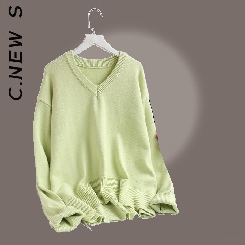 C.New SV Neck Fashion Sieviešu džemperis Trikotāžas šiki siltie džemperi Sieviešu vintage džemperis Sieviešu džemperis 2022. g. vienkārši sieviešu topi
