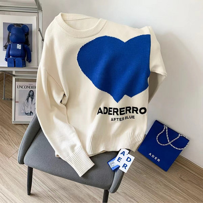 nova korejska verzija visokokvalitetnog pulovera s dvostrukim srcem i okruglim izrezom za ljubitelje muškaraca i žena, gornji unisex pulover džemper