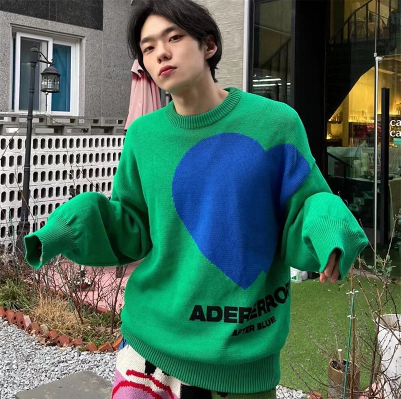 nova korejska verzija visokokvalitetnog pulovera s dvostrukim srcem i okruglim izrezom za ljubitelje muškaraca i žena, gornji unisex pulover džemper