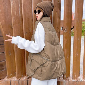 Liela izmēra brīva veste sieviešu ziemas konfektes krāsas bez piedurknēm jaka mētelis korejiešu modes sieviešu virsdrēbes veste Lielizmēra Gilet