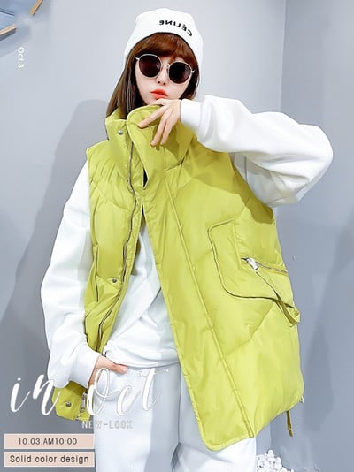 Liela izmēra brīva veste sieviešu ziemas konfektes krāsas bez piedurknēm jaka mētelis korejiešu modes sieviešu virsdrēbes veste Lielizmēra Gilet