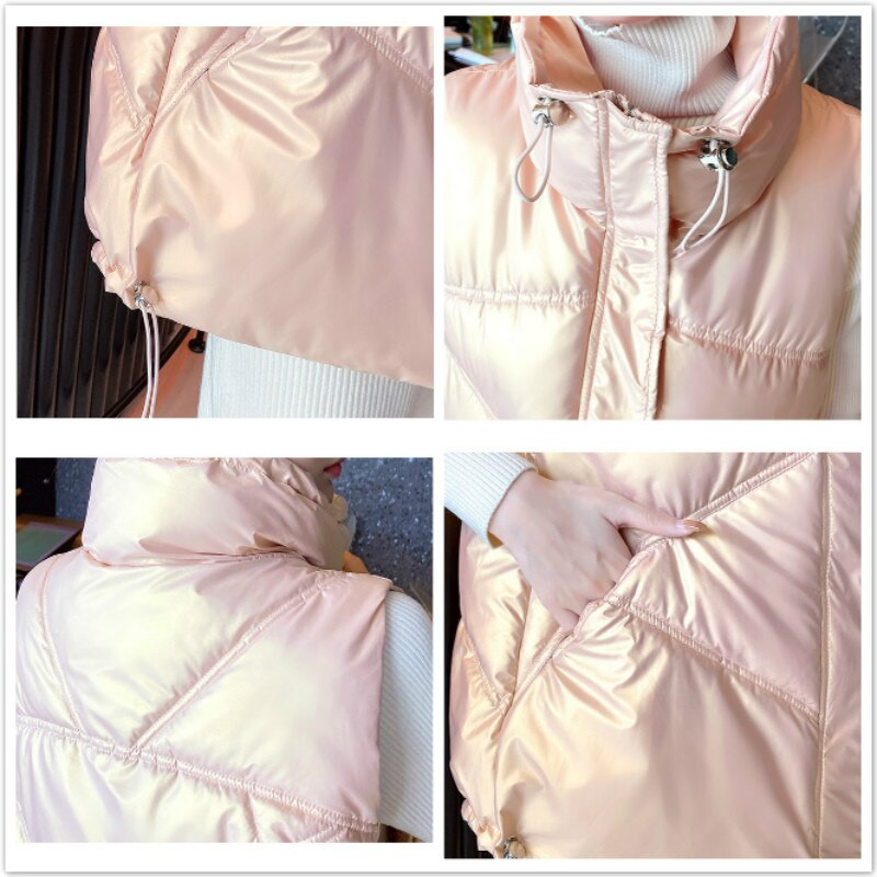 FORERUN Ženski prsluk Korejski modni stil Sjajna jakna srednje dužine Nove puferice Zimski kaput Doudoune Sans Manche