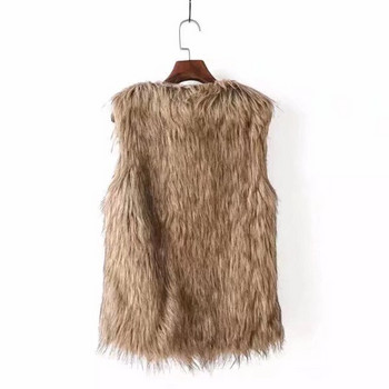 AZYT 2021 Winter New Faux Fur Γυναικείο παλτό Φαρδύ ζεστό γυναικείο γιλέκο Παχύ Χειμερινό αμάνικο μπουφάν Γυναικείο