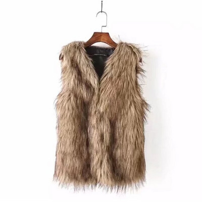AZYT 2021 Winter New Faux Fur Γυναικείο παλτό Φαρδύ ζεστό γυναικείο γιλέκο Παχύ Χειμερινό αμάνικο μπουφάν Γυναικείο
