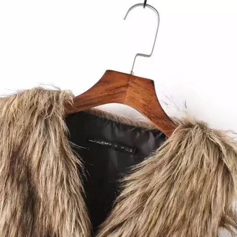 AZYT 2021 Winter New Faux Fur Γυναικείο παλτό Φαρδύ ζεστό γυναικείο γιλέκο Παχύ Χειμερινό αμάνικο μπουφάν Γυναικείο
