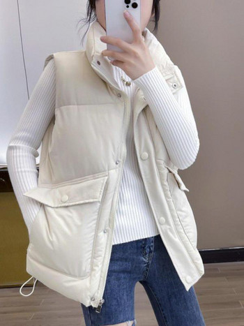 Lusumily Ζεστό χειμερινό γιλέκο Γυναικείο αμάνικο μπουφάν Νέο ελαφρύ ζεστό γιλέκο πουπουλένιο γυναικείο αμάνικο παλτό χοντρό γιλέκο Top