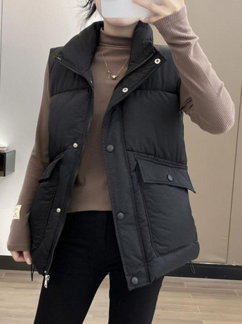 Lusumily Ζεστό χειμερινό γιλέκο Γυναικείο αμάνικο μπουφάν Νέο ελαφρύ ζεστό γιλέκο πουπουλένιο γυναικείο αμάνικο παλτό χοντρό γιλέκο Top