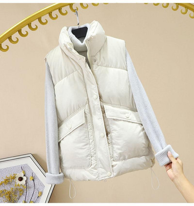 Lusumily Ζεστό χειμερινό γιλέκο Γυναικείο αμάνικο μπουφάν Νέο ελαφρύ ζεστό γιλέκο πουπουλένιο γυναικείο αμάνικο παλτό χοντρό γιλέκο Top