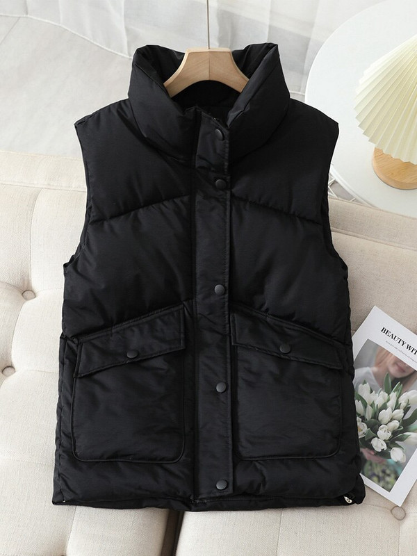 Lusumily Ζεστό χειμερινό γιλέκο Γυναικείο αμάνικο μπουφάν Νέο ελαφρύ ζεστό γιλέκο πουπουλένιο γυναικείο αμάνικο παλτό χοντρό γιλέκο Top