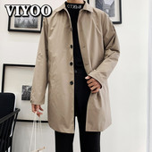 Ανδρικές καμπαρντίνες oversized ρετρό μαύρες ανδρικές καμπαρντίνες Homme casual παλτό Κομψό πανωφόρι Ανδρικό χιτώνιο Ανεμοδράστη Ρούχα μπουφάν για άνδρες