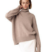 Φαρδύ ζιβάγκο πουλόβερ με ψηλό γιακά Χαλαρό πλεκτό Γυναικείο