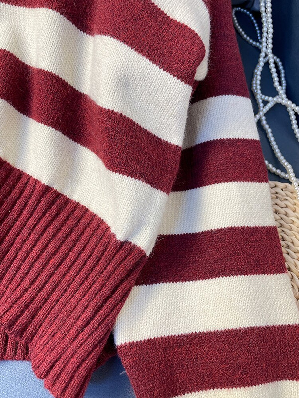 Crveni polo džemperi s izvezenim slovima Kratki pleteni kratki džemper s puf rukavima Preppy stila Slatki puloveri Lq_songyi LQ17