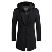 Φθινοπωρινό Χειμώνα Ανδρικό Μάλλινο Μπουφάν με κουκούλα Φθινοπωρινό Ανδρικό Μακρύ Αντιανεμικό Μάλλινο Παλτό Ανδρικό Χοντρό Λεπτό Μπουφάν