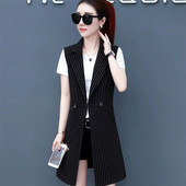 Ανοιξιάτικο φθινοπωρινό γυναικείο κοστούμι γιλέκο παλτό Νέα μόδα αμάνικο μεσαίο μακρύ γιλέκο Γυναικείο γιλέκο πανωφόρια μπλουζάκια Γυναικεία ρούχα