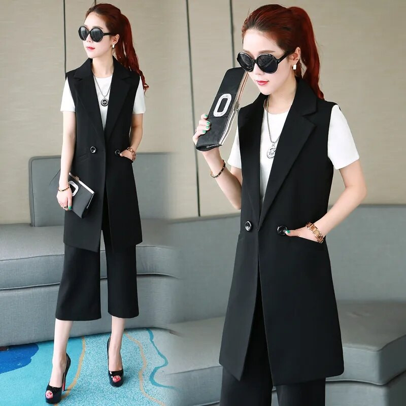 Ανοιξιάτικο φθινοπωρινό γυναικείο κοστούμι γιλέκο παλτό Νέα μόδα αμάνικο μεσαίο μακρύ γιλέκο Γυναικείο γιλέκο πανωφόρια μπλουζάκια Γυναικεία ρούχα