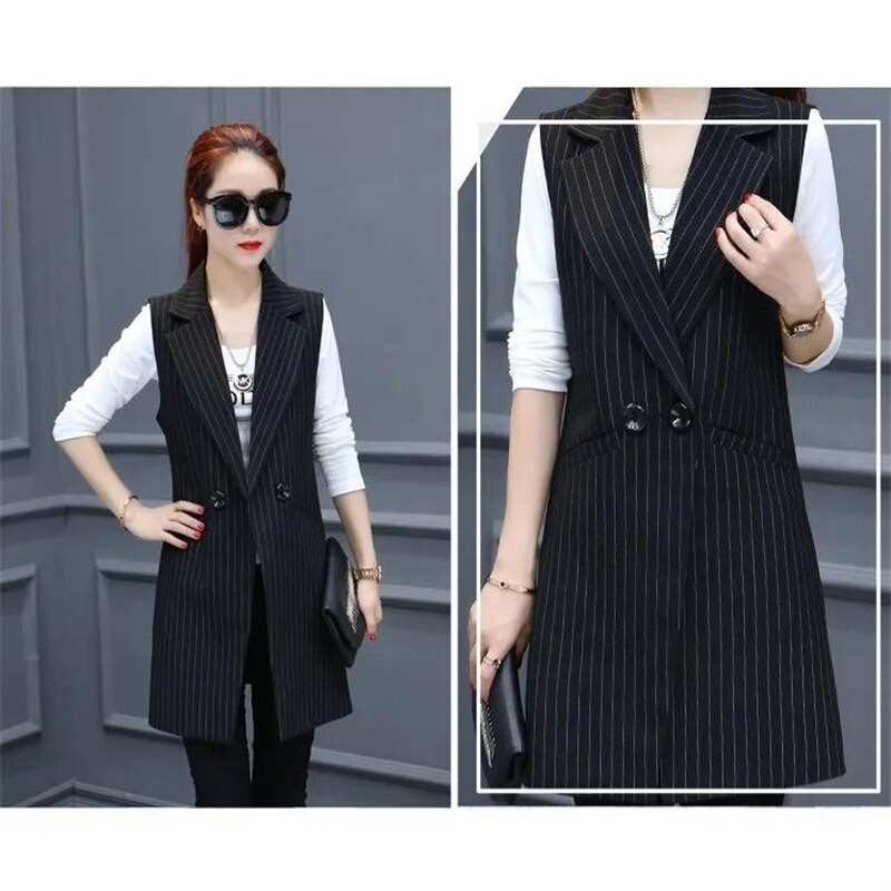 Ανοιξιάτικο φθινοπωρινό γυναικείο κοστούμι γιλέκο παλτό Νέα μόδα αμάνικο μεσαίο μακρύ γιλέκο Γυναικείο γιλέκο πανωφόρια μπλουζάκια Γυναικεία ρούχα