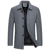 Rudens ziemas vīriešu vilnas jaka Slim Fit Biezi silti Trench Mēteļi Biznesa gadījuma vilnas jakas ar flīsa oderi Vīriešu zīmola virsdrēbes