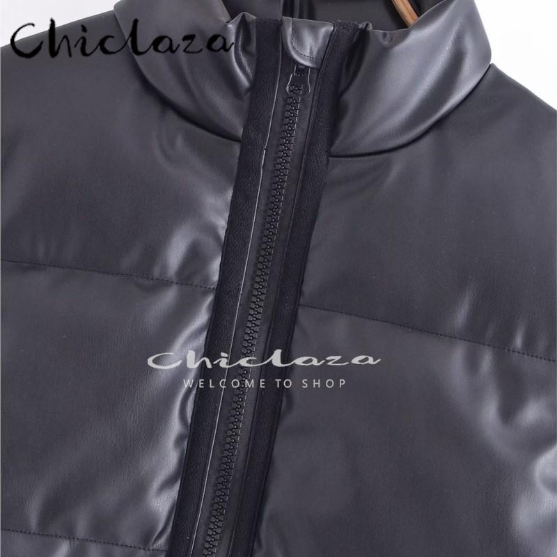 CHICLAZA 2022 Jesen Zima Ženski kaput od prsluka od umjetne kože, ležerna topla jakna bez rukava s patentnim zatvaračem, Prsluk, kratke majice Ženski